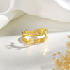 Personalized Bypass Double Names Ring with 14K Gold plating
