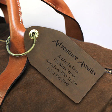 Exclusive Sale - Adventure Awaits Custom Leather Luggage Tag.