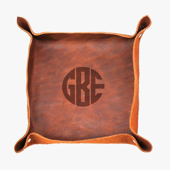 Genuine Leather Personalized w/ Monogram Stash Tray.
