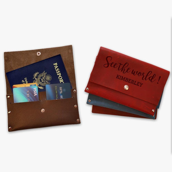 See The World Custom Genuine Leather Passport Cover Wallet.