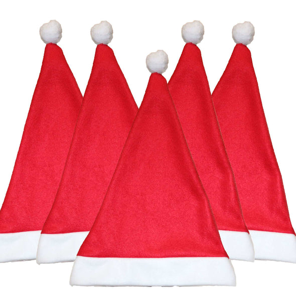 SET OF 5 Traditional Christmas Santa Hat Bundle | Felt Xmas Santa Hats.