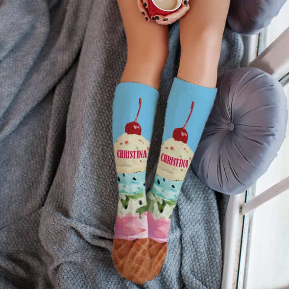 Ice Cream Personalized Tube Socks.