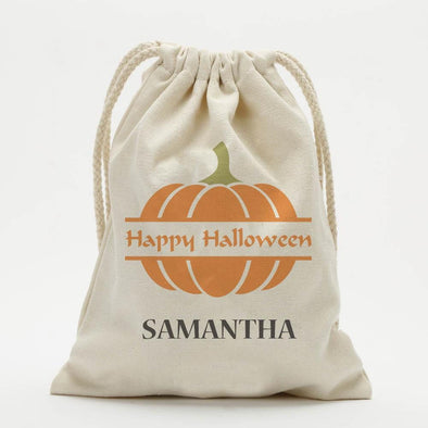 Happy Halloween Custom Drawstring Sack for Kids | Personalized Trick or Treat Bag.