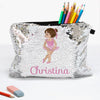 Customized Sequin Ballerina Kids Accessory Bag | School Pencil Pouch.