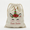 Exclusive Sale | Custom Christmas Poinsettia Unicorn Drawstring Sack for Kids | Personalized Santa Bag.