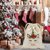 Custom Christmas Poinsettia Unicorn Drawstring Sack for Kids | Personalized Santa Bag.