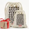 Custom Christmas Reindeer Drawstring Sack | Personalized Santa Bag.