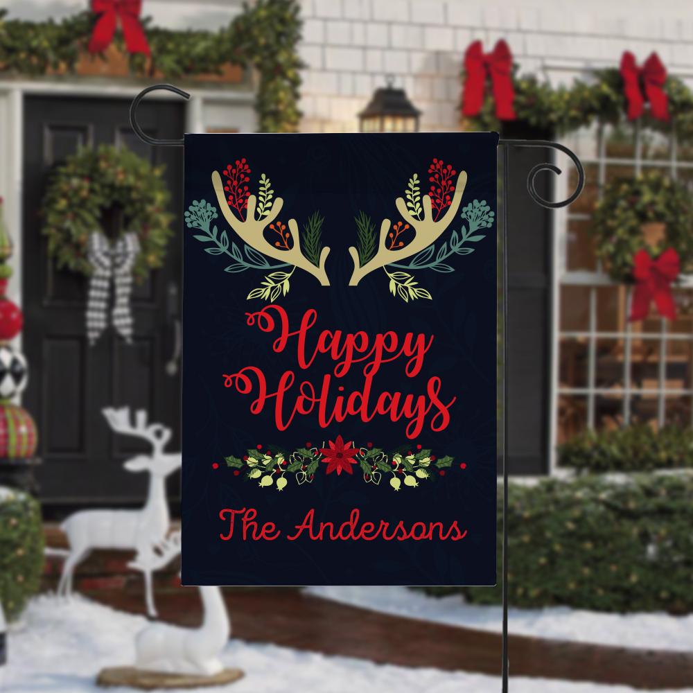 Happy Holidays Custom Christmas Garden Flag.