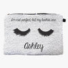 Perfect Lashes Personalized Sequin Makeup, Cosmetics Bag.
