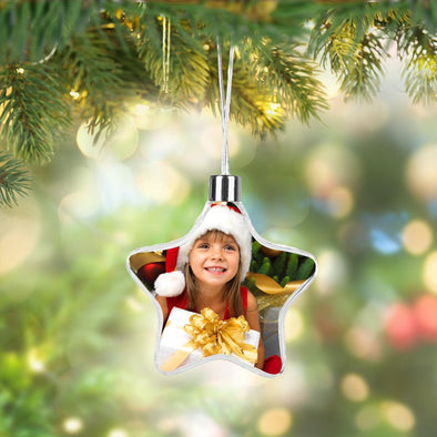 Star Custom Photo Hanging Plastic Ornament | Personalized Christmas Tree Ornament.