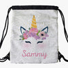 Unicorn Custom Kids Sequin Drawstring Bag | Personalized Backpacks.