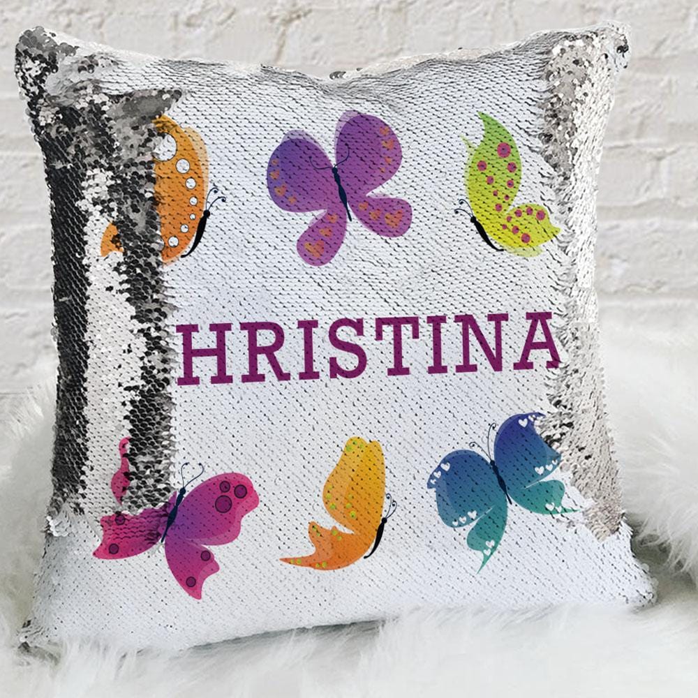 Sequin monogram outlet pillow