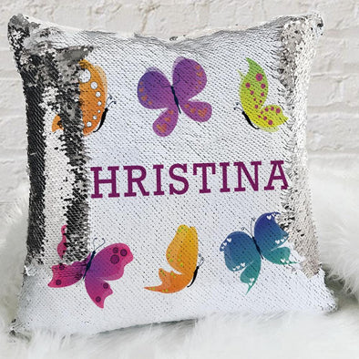 Butterfly Personalized Flip Sequin Decorative Throw Pillowcase.