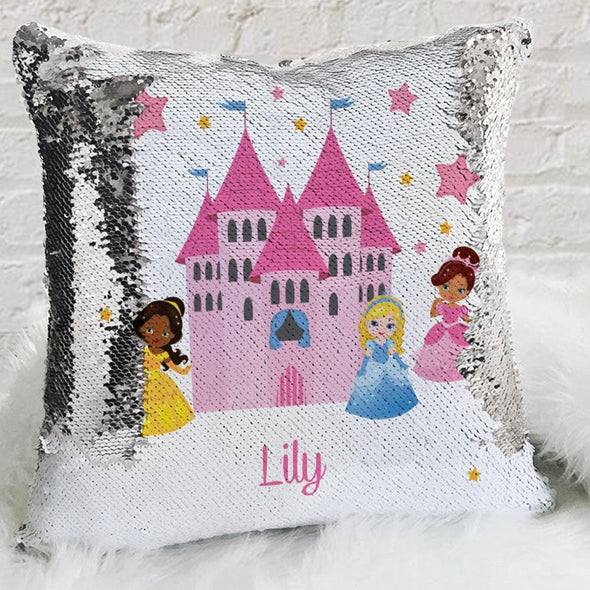 Princess Castle Personalized Flip Sequin Decorative Throw Pillowcase.
