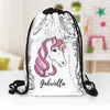 Pink Unicorn Custom Kids Flip Sequin Drawstring Backpack.