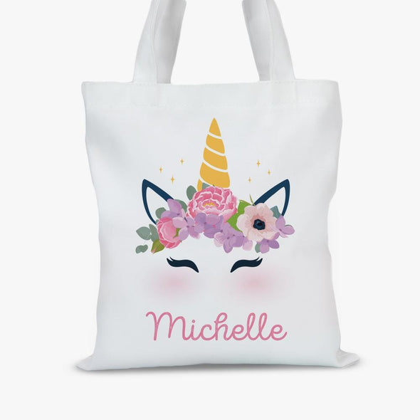Personalized Unicorn Kids Tote Bag.