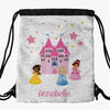 Princess Castle Custom Kids Flip Sequin Drawstring Backpack.