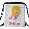 Mermaid Custom Kids Flip Sequin Drawstring Bag | Personalized Backpacks.