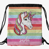 Rainbow Unicorn Custom Kids Flip Sequin Drawstring Bag | Personalized Backpacks.