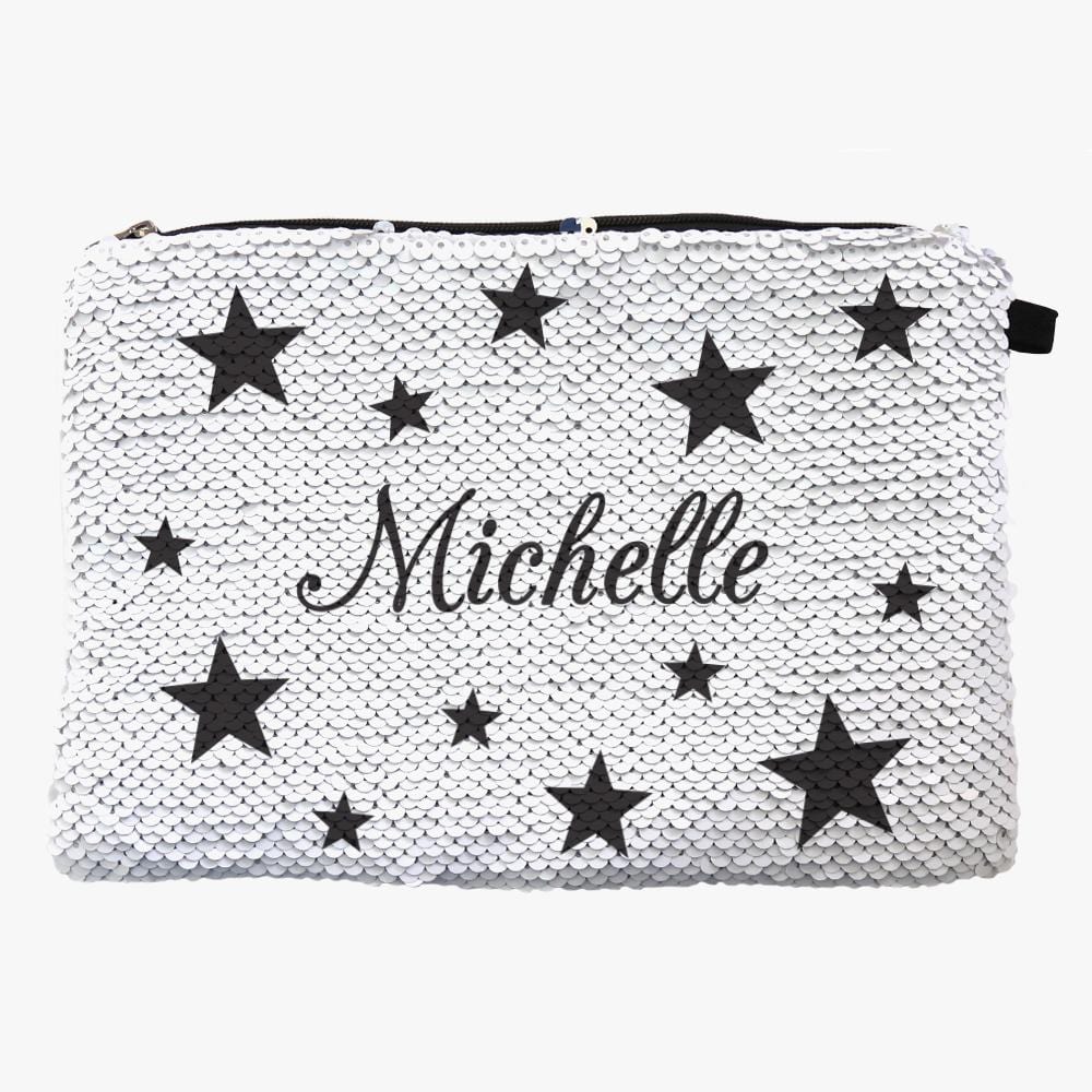 Stars Sequin Makeup Bag Zippered Accessories Pouch.