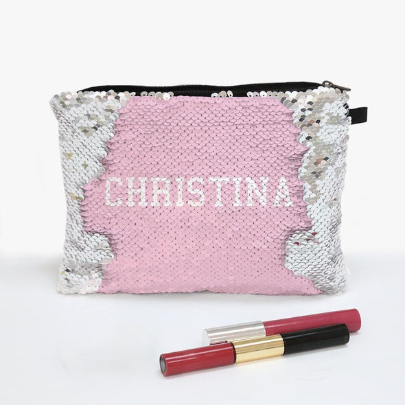 Exclusive Sale | Custom Color Sequin Makeup Bag Zippered Accessories Pouch.