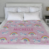 Rainbow Unicorn Name Personalized Kids Blanket.