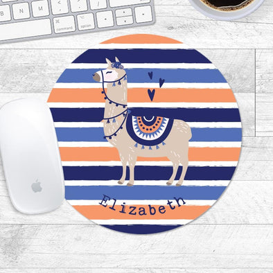 Llama Personalized Soft Round Mouse Pad.