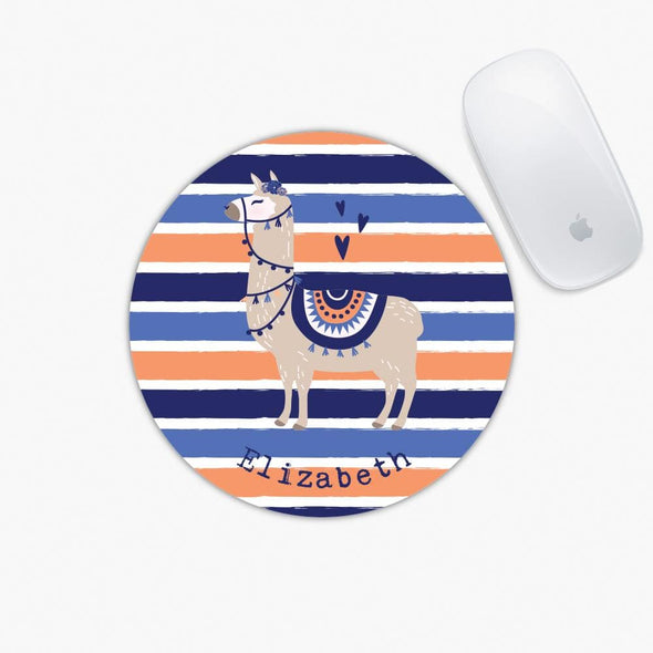 Llama Personalized Soft Round Mouse Pad.