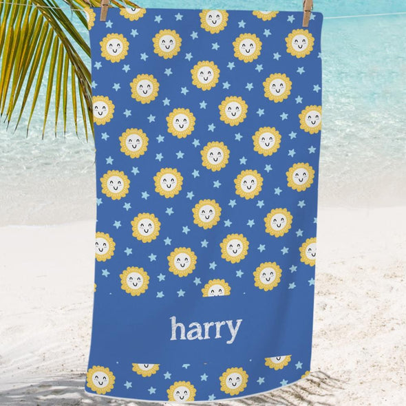 Sunny Sky Personalized Beach or Bath Towel for Kids