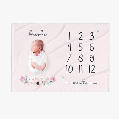 Name Personalized Baby Months Blanket.