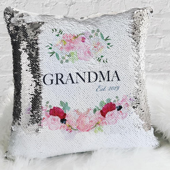 Grandma Name Personalized Decorative Sequin Throw Pillowcase