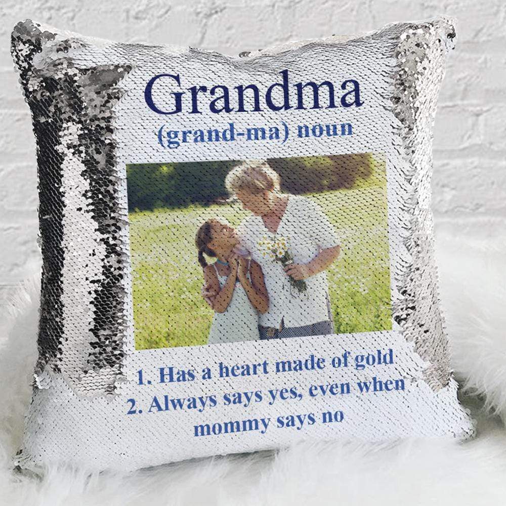 Meaning Of A Mother Personalized Photo Decorative Sequin Throw Pillowcase.