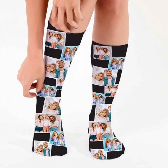 Photo Personalized Tube Socks with background designs.