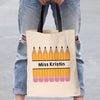 Pencils Personalized Teacher Black Handle Tote Bag  | Custom Teacher Gifts.