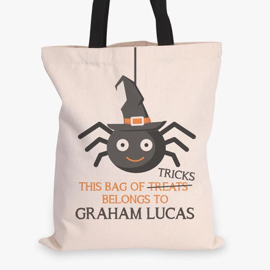 Personalized Spider Halloween Tote Bag | Custom Trick or Treat Bag.