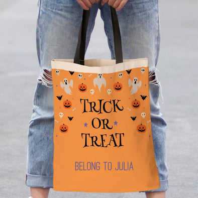 Trick Or Treat Custom Tote Bag | Personalized Halloween Bag.