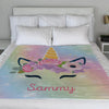 Rainbow Unicorn Personalized Kids Fleece Blanket | Customized w/ Name Baby Blanket.