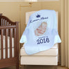 Personalized Photo Custom Name And Date Baby Blanket.