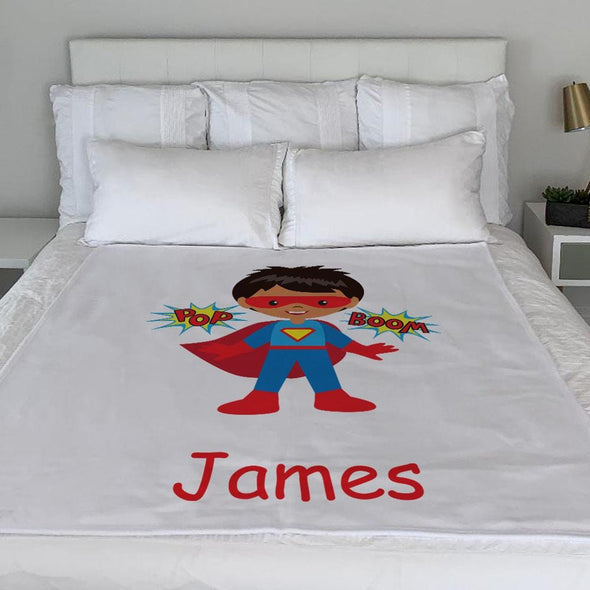 Superhero Custom Baby Boy Blanket | Personalized w/ Name Kids Fleece Throw.