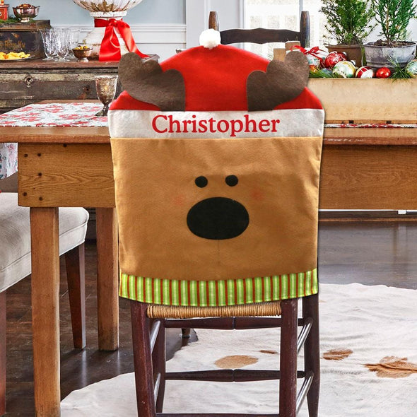 Exclusive Sale | Reindeer Holiday Time Custom Chair Cover.