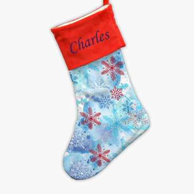 Custom Winter Snowflakes Christmas Stocking.