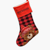 Custom Red Plaid Teddy Bear Christmas Stocking.