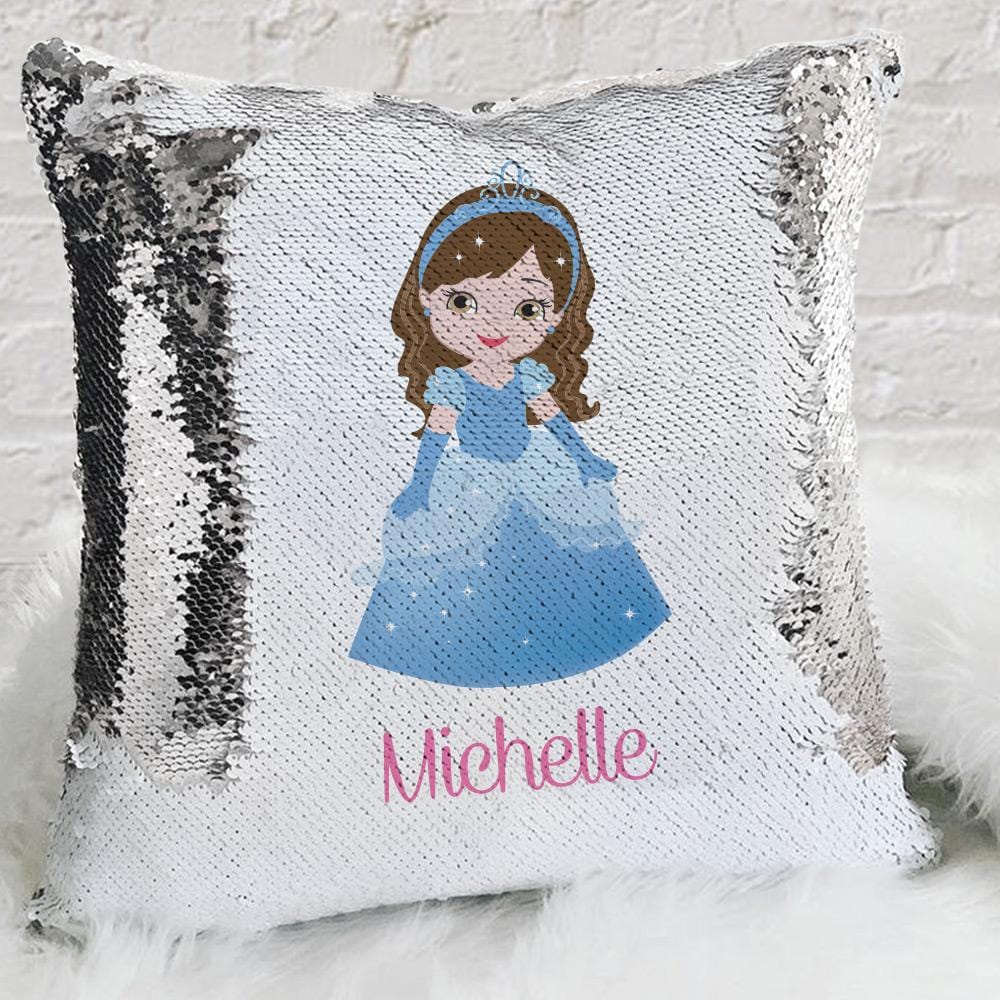 Blue Flip Sequin Pillow Kids Princess Custom Flip Sequin