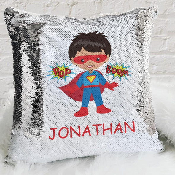 Kids Character Superhero Custom Flip Sequin Decorative Throw Pillowcase.