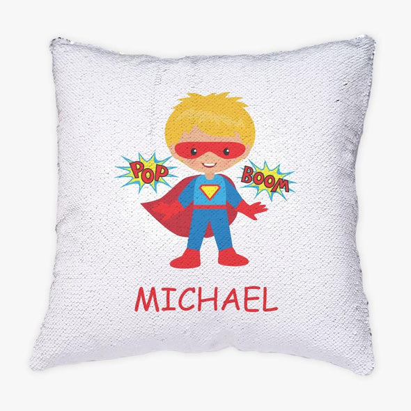 Kids Character Superhero Custom Flip Sequin Decorative Throw Pillowcase.