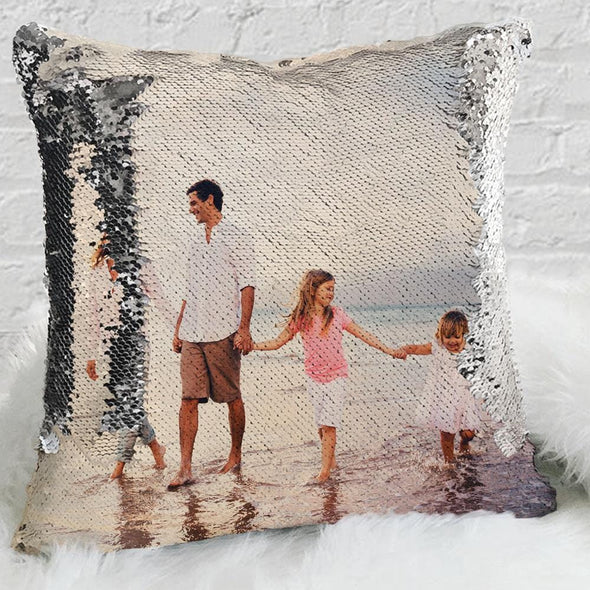 Exclusive Sale - Custom Magic Sequin Pillow Case of Your Photo | Personalized Reversible Mermaid Sequin Throw.