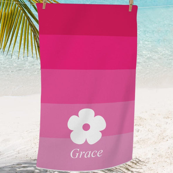 Pink Hibiscus Personalized Mini Beach, Bath Towel for Kids.