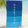 Personalized Shades of Blue Beach, Bath or Pool Towel for Kids.