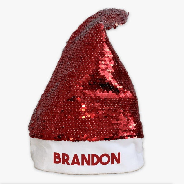 Christmas Personalized Sequin Santa Hat.