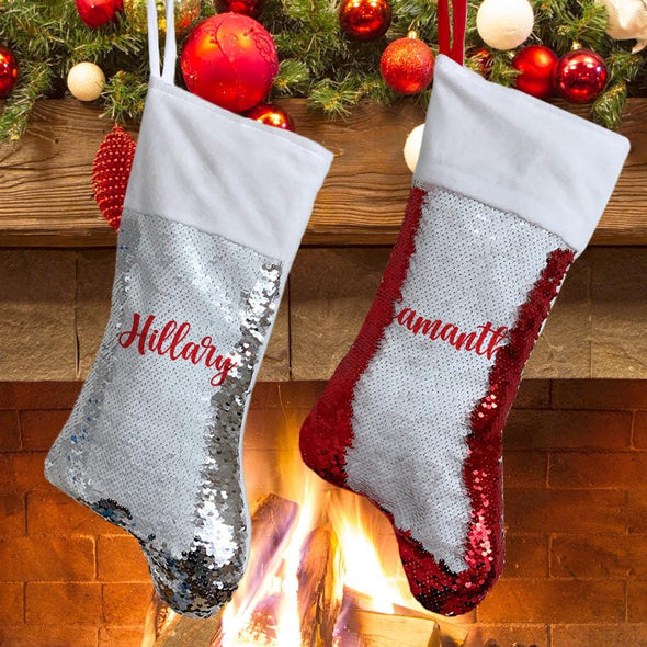 Script Name Christmas Personalized Sequin Stocking.